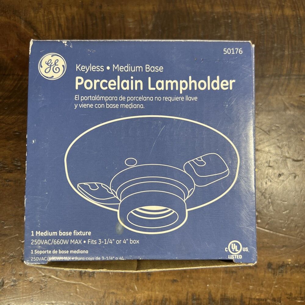 GE Porcelain Lampholder 660W 250V USA 50176 Fits 3.25" or 4" box